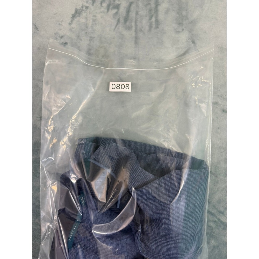 Perry Ellis Mens XL Blue Heathered Quarter Zip Short Sleeve Polo Shirt - Picture 7 of 7